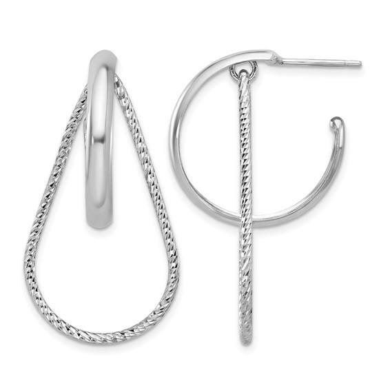 Leslie's Sterling Silver Rh-plated Polished and Diamond-cut  Dangle Earring