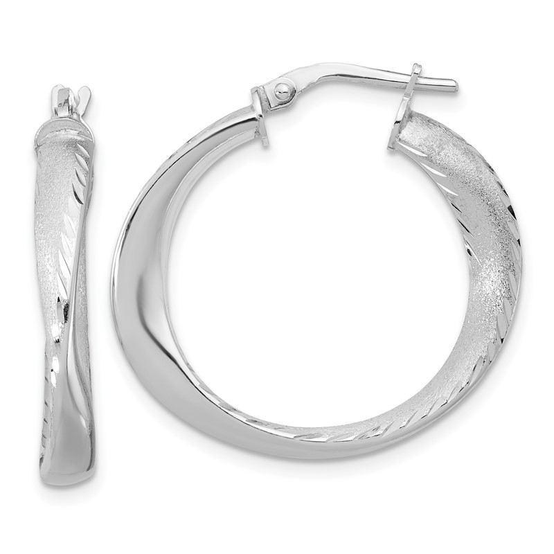 Sterling Silver Rhodium-plated Polished Hoop Earrings