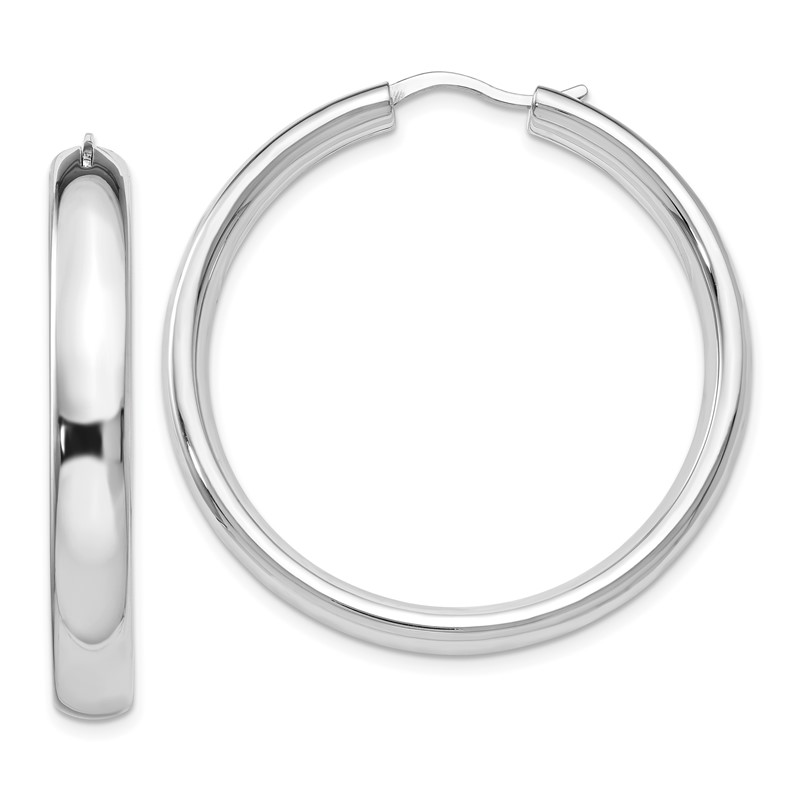 Sterling Silver Rhodium-plated 5mm Half Round Tube Earrings