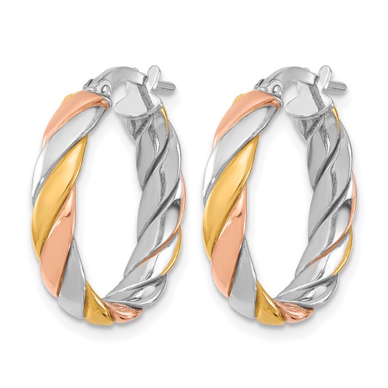 Leslie's Sterling Silver Polished and Twisted Hoop Earrings