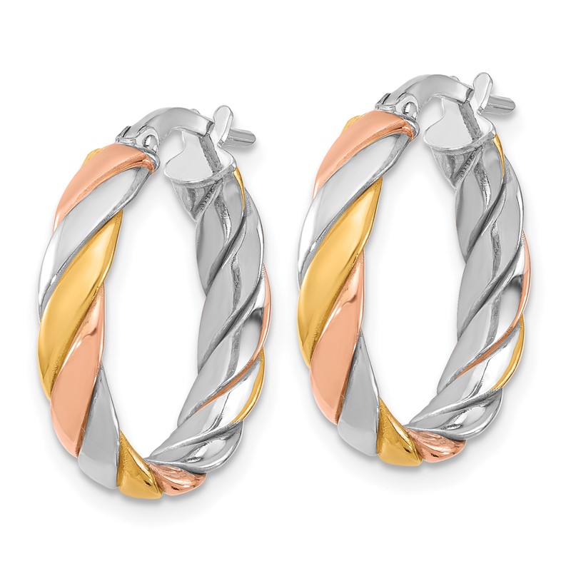 SS RH-plated with Gold and Rose-tone Polished Hoop Earrings