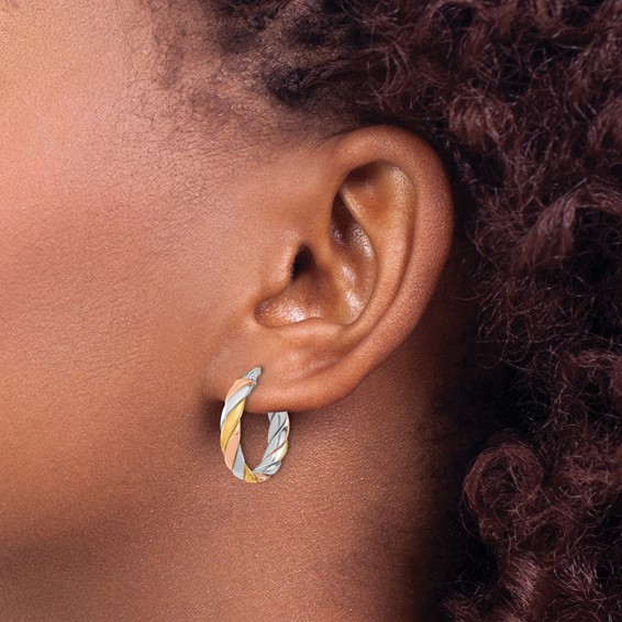 Leslie's Sterling Silver Polished and Twisted Hoop Earrings