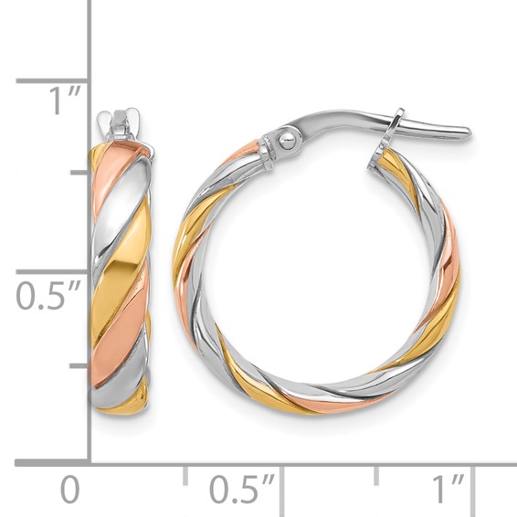 Leslie's Sterling Silver Polished and Twisted Hoop Earrings