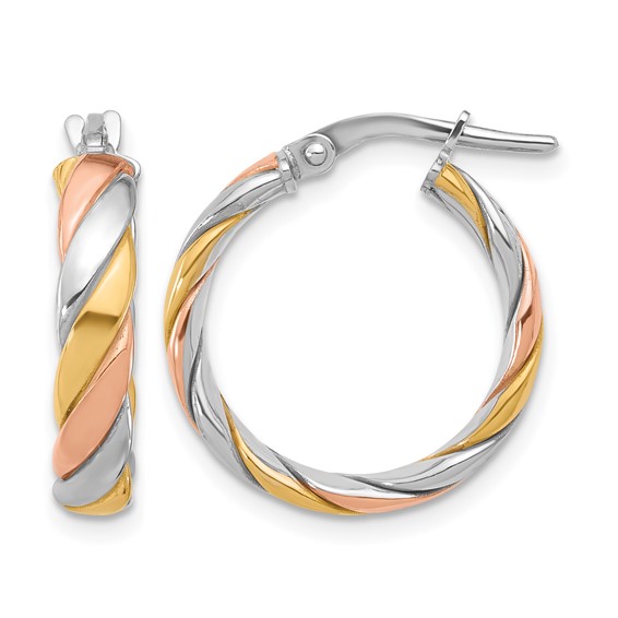 Leslie's Sterling Silver Polished and Twisted Hoop Earrings