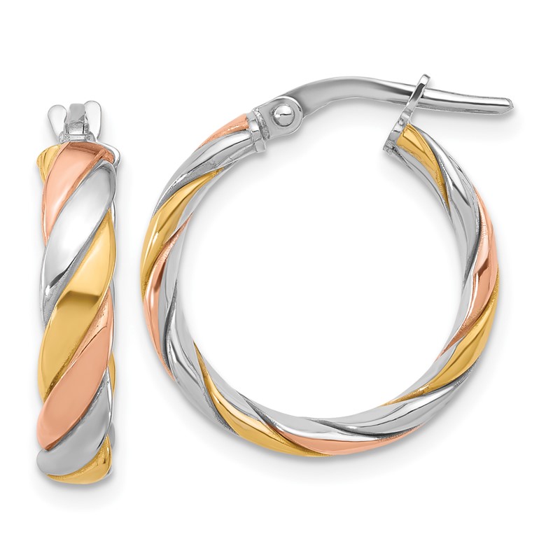 SS RH-plated with Gold and Rose-tone Polished Hoop Earrings