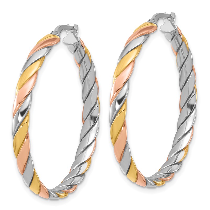 SS RH-plated with Gold and Rose-tone Polished Hoop Earrings