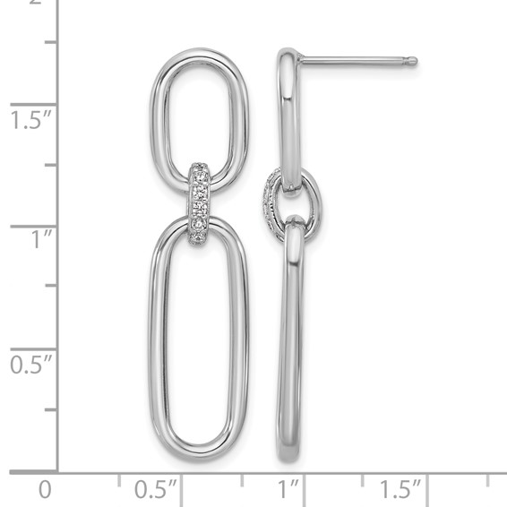 Leslie's Sterling Silver Rh-plated Polished CZ Dangle Post Earrings