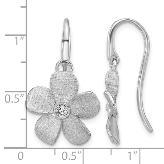 Leslie's SS RH-plat Radiant Essence Pol/Scratch CZ Flower Earrings
