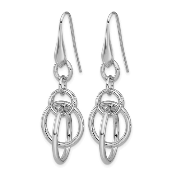 Leslie's Sterling Silver Rhodium-plated Polished Circle Dangle Earrings