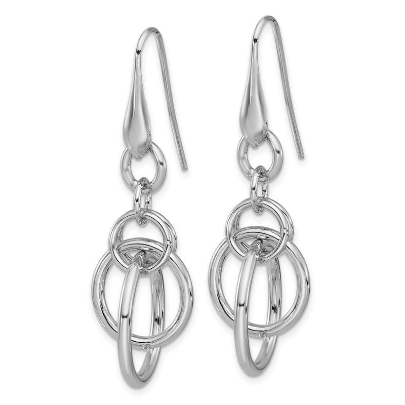 Sterling Silver Rhodium-plated Polished Circle Dangle Earrings