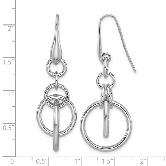 Leslie's Sterling Silver Rhodium-plated Polished Circle Dangle Earrings