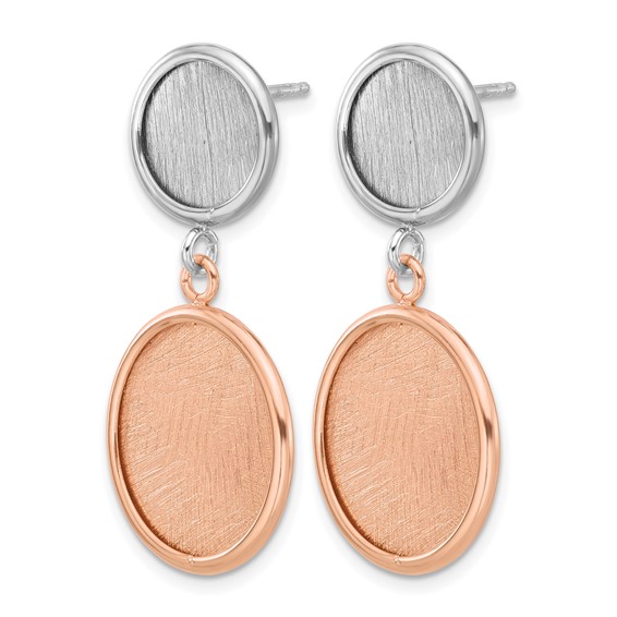 Leslie's SS Rhodium/Rose-tone Radiant Essence Polished/Scratch Earrings