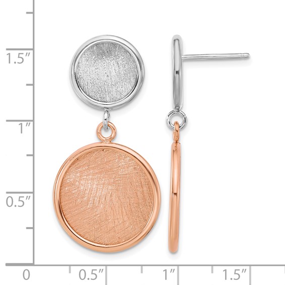 Leslie's SS Rhodium/Rose-tone Radiant Essence Polished/Scratch Earrings