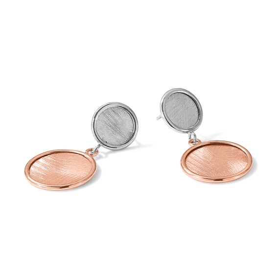 Leslie's SS Rhodium/Rose-tone Radiant Essence Polished/Scratch Earrings