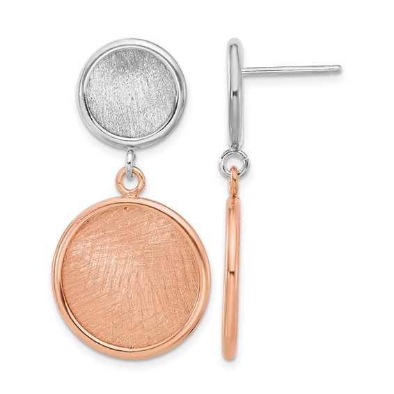 Leslie's SS Rhodium/Rose-tone Radiant Essence Polished/Scratch Earrings