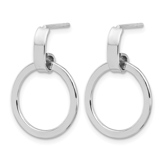 Leslie's Sterling Silver Rhodium-plated Polished Circle Dangle Earrings