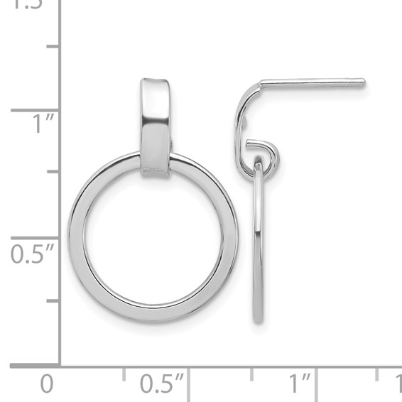 Leslie's Sterling Silver Rhodium-plated Polished Circle Dangle Earrings