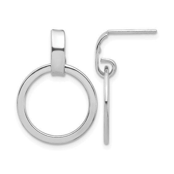 Leslie's Sterling Silver Rhodium-plated Polished Circle Dangle Earrings