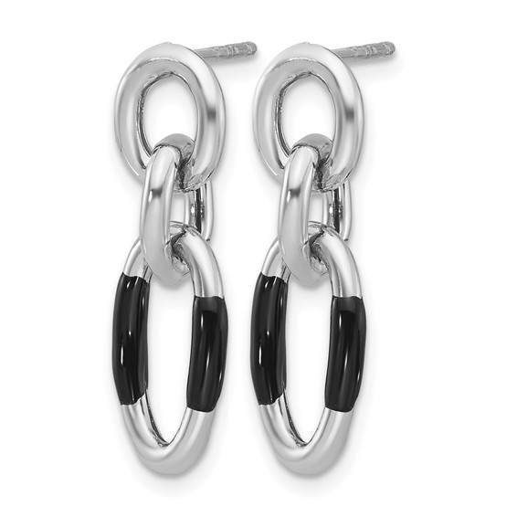 Leslie's Sterling Silver Rhodium-plated with Enamel Dangle Post Earrings