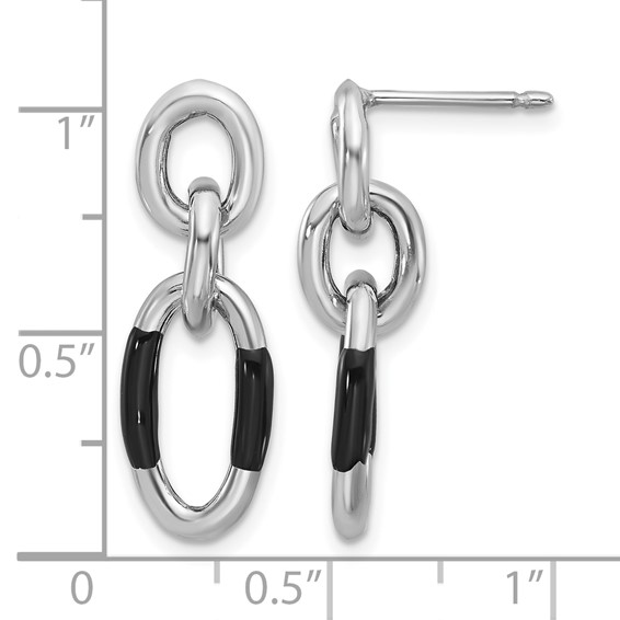 Leslie's Sterling Silver Rhodium-plated with Enamel Dangle Post Earrings