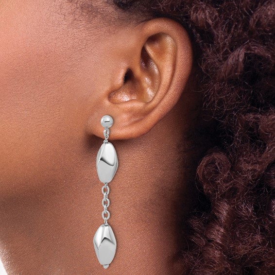 Leslie's Sterling Silver Rhodium-plated Polished Post Dangle Earrings