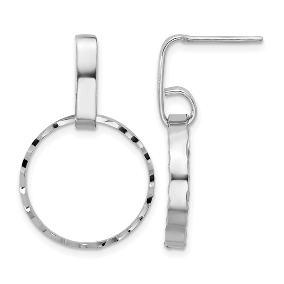 Leslie's Sterling Silver Rhodium-plated D/C Circles Post Dangle Earrings