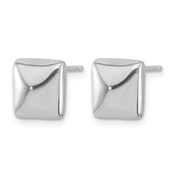 Leslie's Sterling Silver Rh-plat Polished Hollow Puffed Square Post Earring