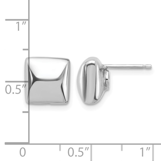 Leslie's Sterling Silver Rh-plat Polished Hollow Puffed Square Post Earring