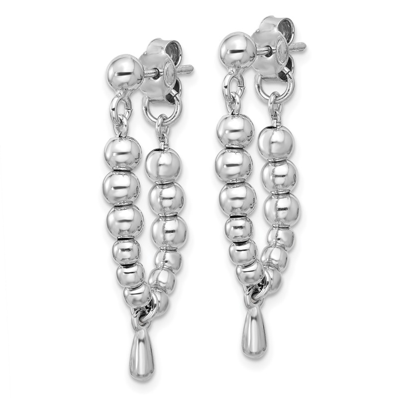 Sterling Silver RH-plated Ball Dangle Post Earrings