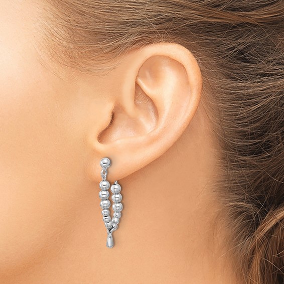 Leslie's Sterling Silver RH-plated Ball Dangle Post Earrings