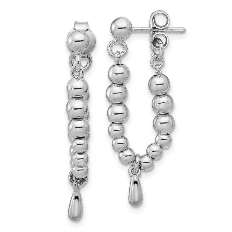 Sterling Silver RH-plated Ball Dangle Post Earrings