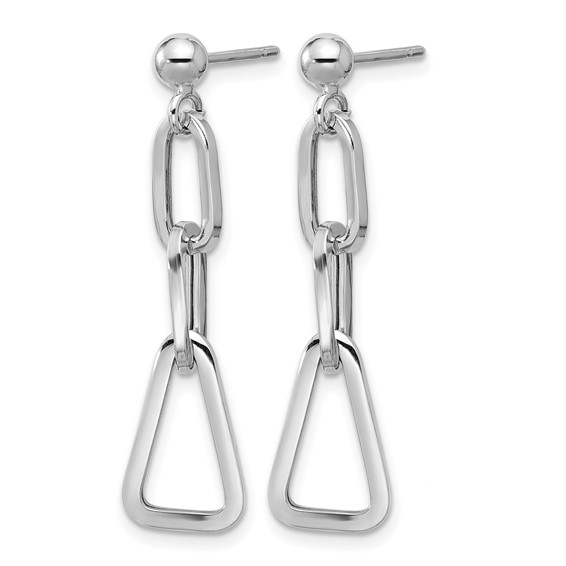 Leslie's Sterling Silver RH-plate Geometric Link Dangle Post Earrings