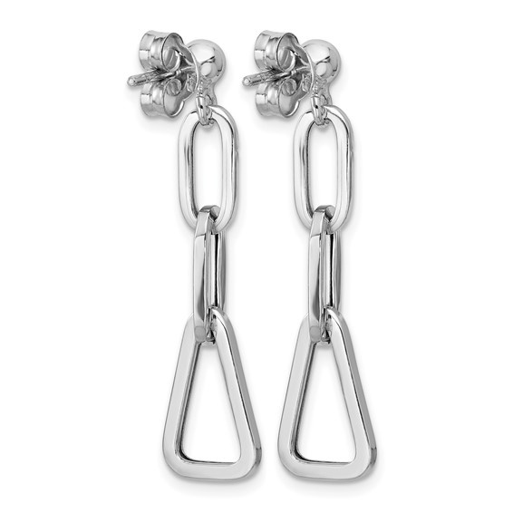 Leslie's Sterling Silver RH-plate Geometric Link Dangle Post Earrings