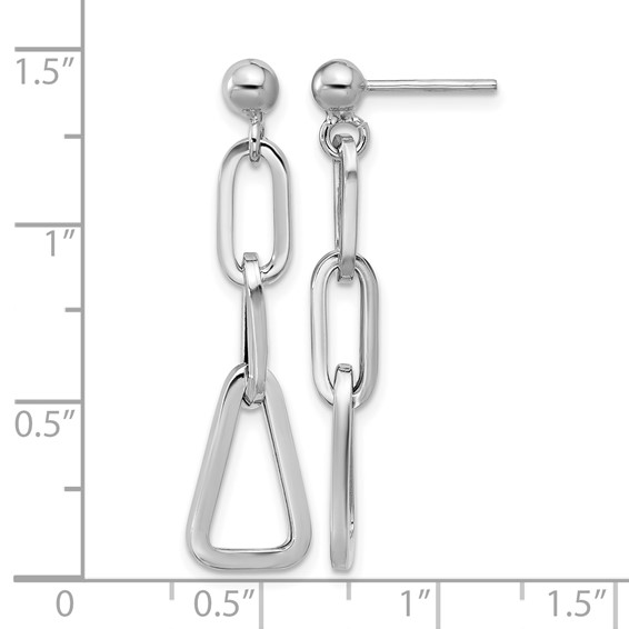 Leslie's Sterling Silver RH-plate Geometric Link Dangle Post Earrings