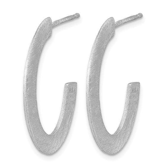 Leslie's Sterling Silver RH-plated Scratch Finish J-Hoop Post Earrings