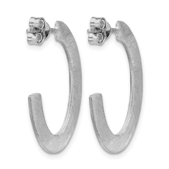 Leslie's Sterling Silver RH-plated Scratch Finish J-Hoop Post Earrings