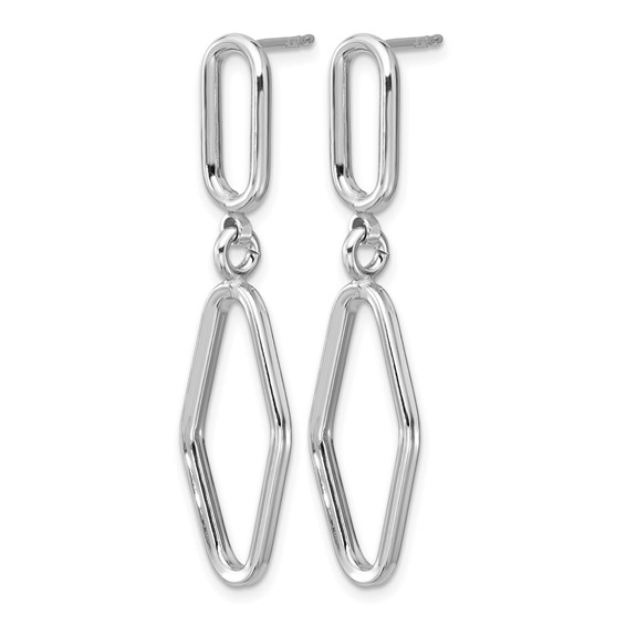 Leslie's Sterling Silver RH-plat Polish Geometric Dangle Post Earrings
