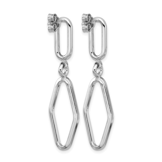 Leslie's Sterling Silver RH-plat Polish Geometric Dangle Post Earrings