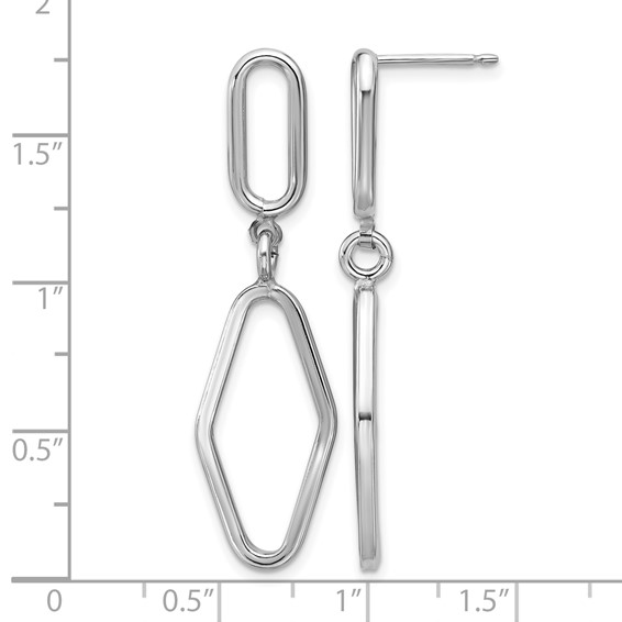Leslie's Sterling Silver RH-plat Polish Geometric Dangle Post Earrings