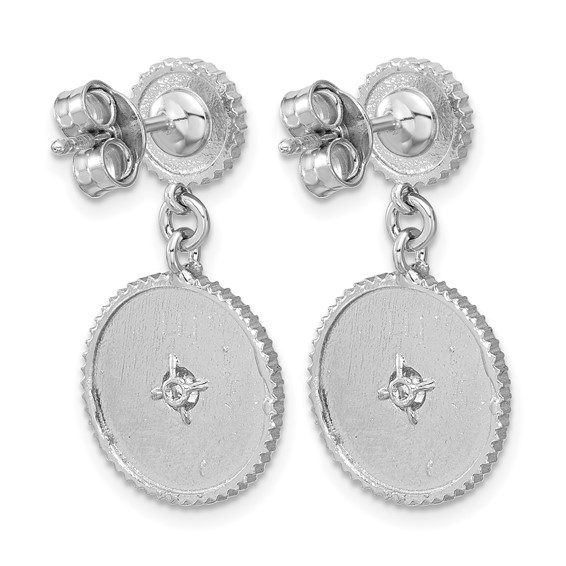 Leslie's SS RH-plat CZ Polished/Grooved Circle Dangle Post Earrings