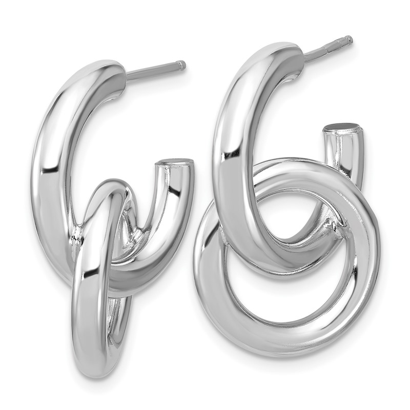 Sterling Silver RH-plated Polished Circle Drop Post Earrings