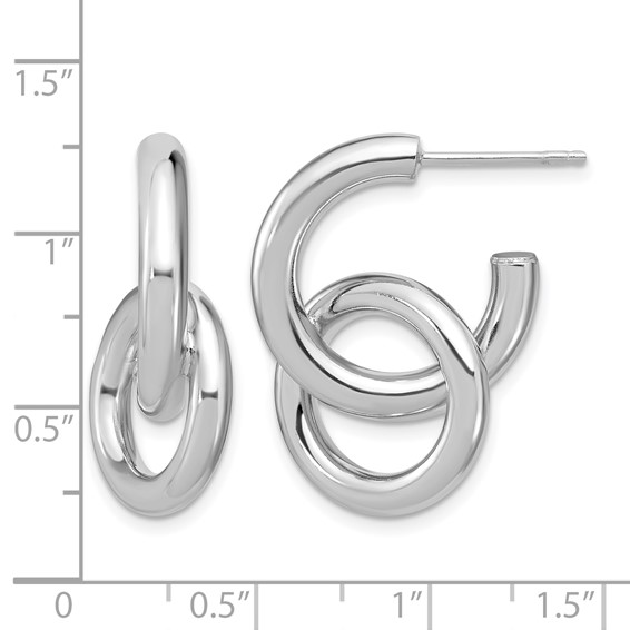 Leslie's Sterling Silver RH-plated Polished Circle Drop Post Earrings