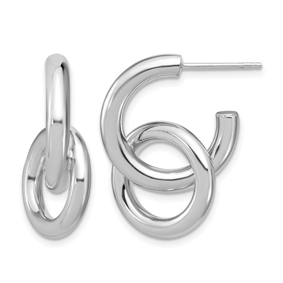 Leslie's Sterling Silver RH-plated Polished Circle Drop Post Earrings