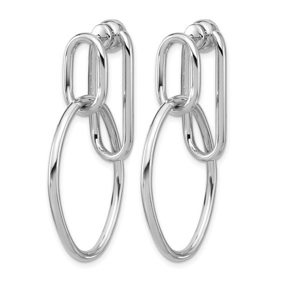 Leslie's SS RH-plated Polished Front/Back Oval Dangle Post Earrings