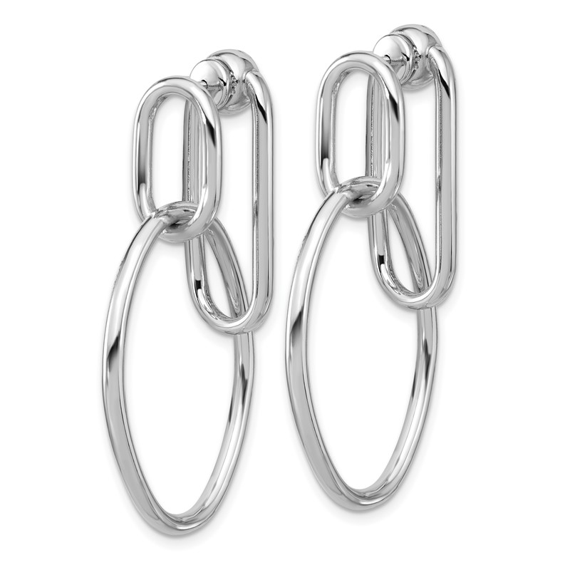 SS RH-plated Polished Front/Back Oval Dangle Post Earrings