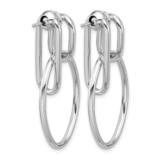 Leslie's SS RH-plated Polished Front/Back Oval Dangle Post Earrings