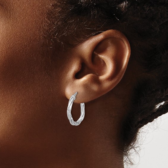 Leslie's Sterling Silver Polished and Twisted Hoop Earrings
