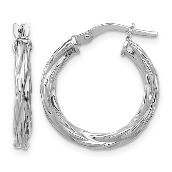 Leslie's Sterling Silver Polished and Twisted Hoop Earrings