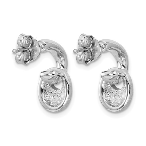 Leslie's Sterling Silver RH-plat Polish/Brush Dangle Post Earrings