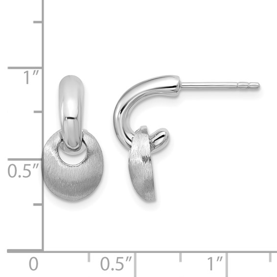 Leslie's Sterling Silver RH-plat Polish/Brush Dangle Post Earrings